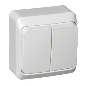 Выключатель двухклавишный 10АХ белый Systeme Electric Этюд BA10-002B