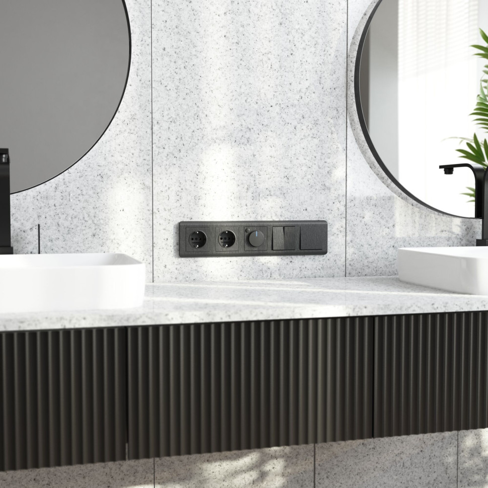 Рамка из поликарбоната на 5 постов Stream графит W0052104