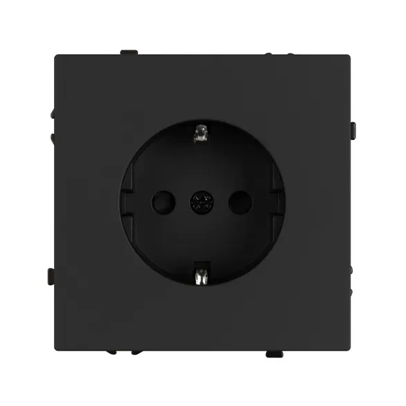Розетка с заземлением Schuko с защитными шторками, 250В NEO PLUS  (черный)