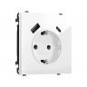 MS110010 Комплект механизма электрической розетки SIGMA Белый глянец 2USB A+C 20W (быст. зар.) с/з с/ш 16A-250V QUANT PRO (SP1100, PR160)