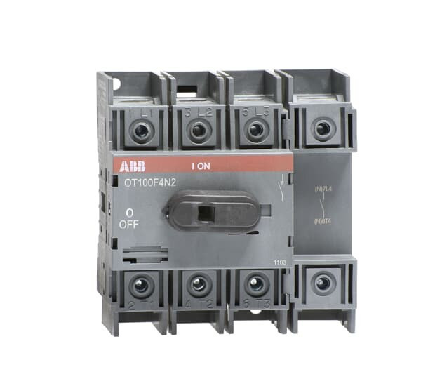 Рубильник ABB OT100F4N2 100А 4P на DIN-рейку или монтажную плату (с ручкой) 1SCA105018R1001