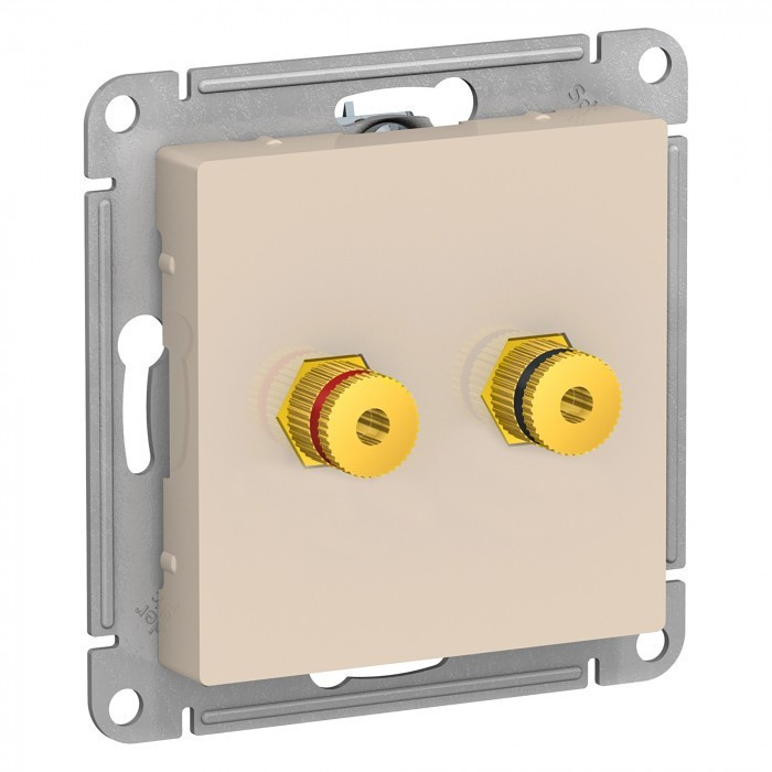 Аудиорозетка Systeme Electric Atlas Design двухместная, бежевая ATN000287