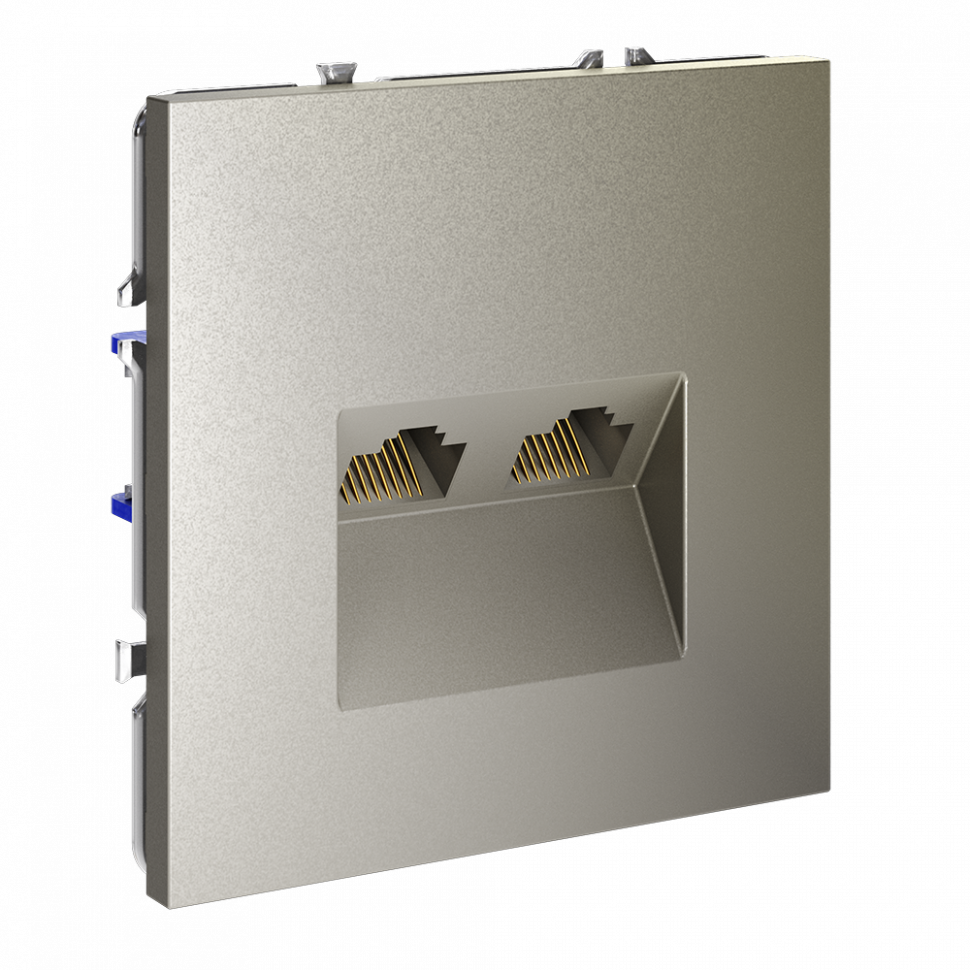 Розетка компьютерная встраиваемая VOLTUM S70 двойная RJ45+RJ45 кат.6, (шелк) VLS060204