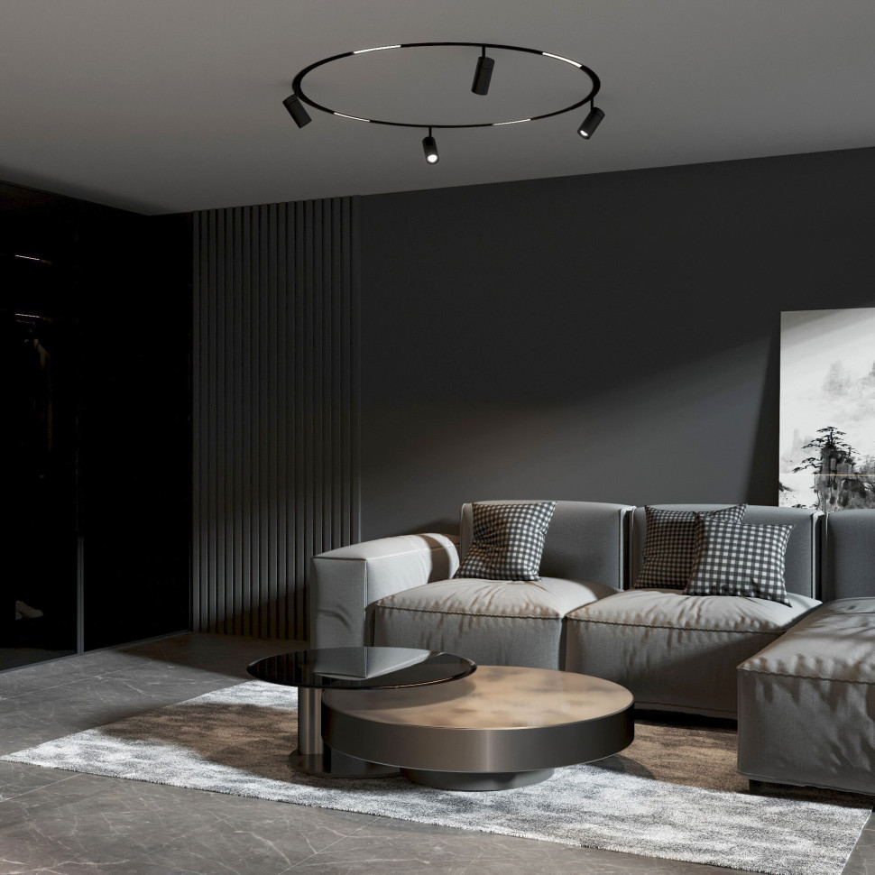 Slim Magnetic Трековый светильник для радиусного шинопровода 8W 4200K Planar чёрный Ø 1200мм 85181/01