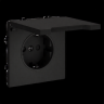 Розетка с заземлением Schuko с крышкой с защитными шторками, 250В, 16А, IP-44, (черный)