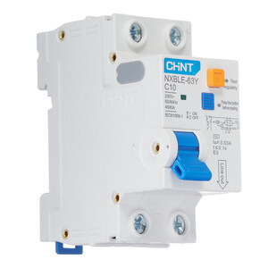 Дифференциальный автомат АВДT CHINT NXBLE-63Y 1P+N 4.5kA х-ка С 10А тип АС 30mA (R) 105541