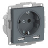 Розетка силовая+USB Schneider Electric Atlas Design грифель ATN000730