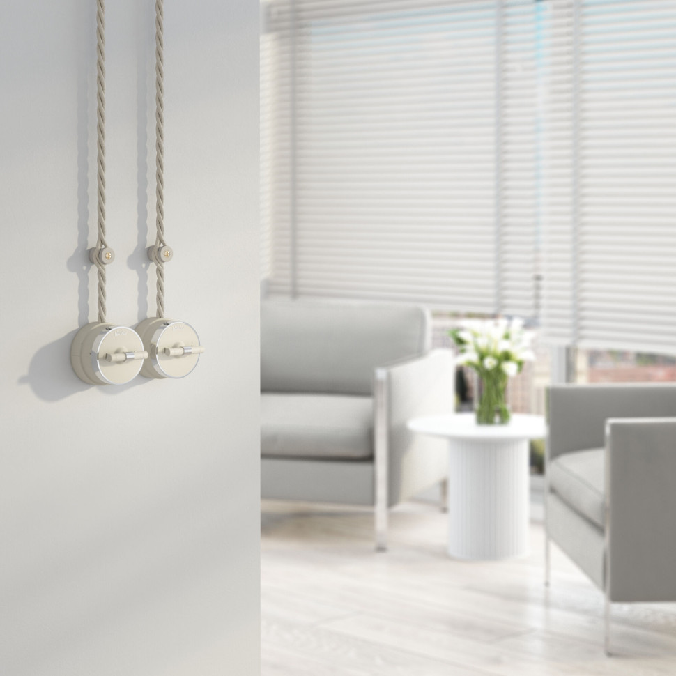 Выключатель на 4 положения двухклавишный Vintage слоновая кость матовый/хром W5822055