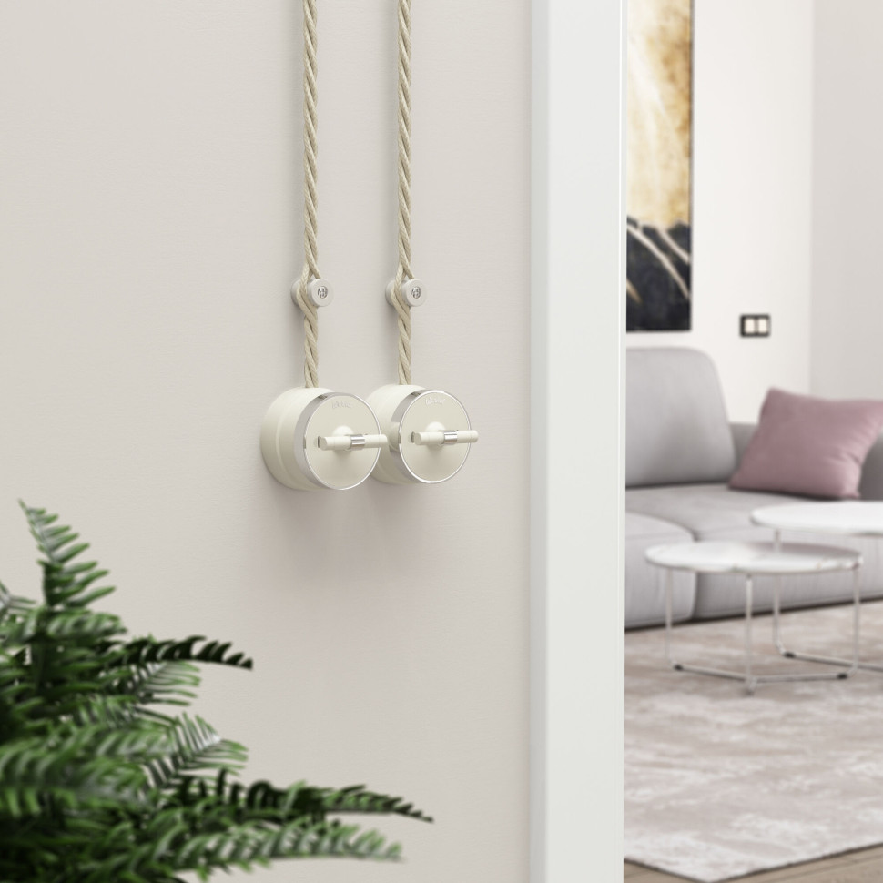 Выключатель на 4 положения двухклавишный Vintage слоновая кость матовый/хром W5822055