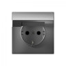 Розетка силовая со шторками и крышкой IP20, Schneider Electric Art Gallery Сталь GAL000946