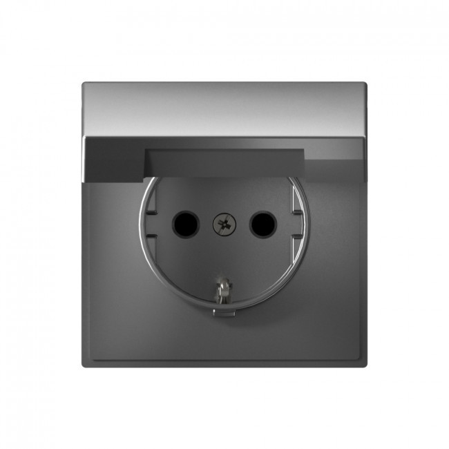Розетка силовая со шторками и крышкой IP20, Schneider Electric Art Gallery Сталь GAL000946