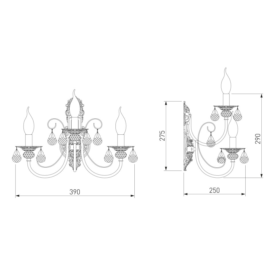 Бра с хрусталем 3305/3  белый с золотом / прозрачный хрусталь