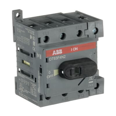 Рубильник ABB OT63F4N2 63А 4P на DIN-рейку или монтажную плату (с ручкой) 1SCA105365R1001