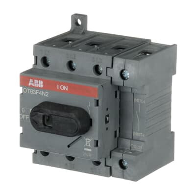 Рубильник ABB OT63F4N2 63А 4P на DIN-рейку или монтажную плату (с ручкой) 1SCA105365R1001