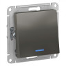 Переключатель одноклавишный Schneider Electric Atlas Design с подсветкой, сталь ATN000963
