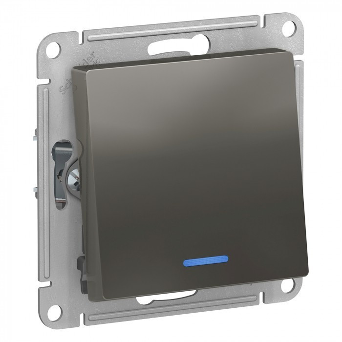 Переключатель одноклавишный Schneider Electric Atlas Design с подсветкой, сталь ATN000963