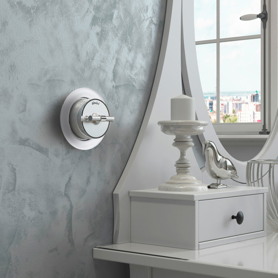 Выключатель на 4 положения двухклавишный Vintage серебро матовый/хром W5822054