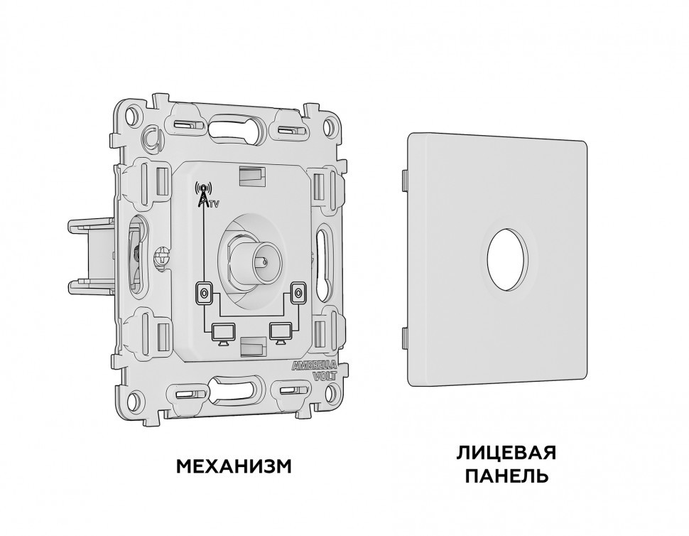 Комплект механизма TV розетки проходной ALFA MA133030 | Белый матовый QUANT 5-1000 MHz 4dB