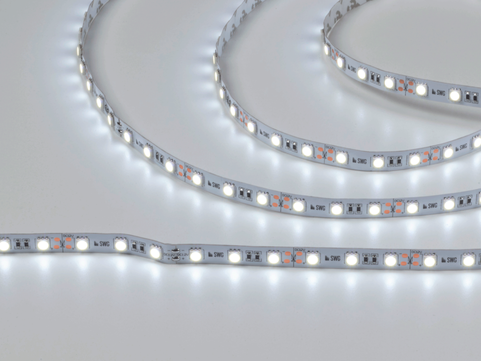  SWG Standard Светодиодная лента 5050, 60 LED/м, 14,4 Вт/м, 12В , IP20, Цвет: Ультрахолодный, SWG560-12-14.4-UW-M