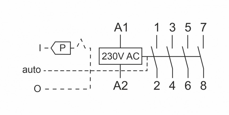 Контактор модульный с ручным управлением(Ампер-63 / Волт-230 АС / Контакт-4NO) ST63-40-M
