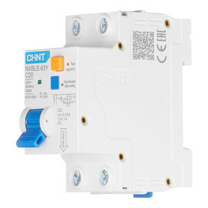 Дифференциальный автомат АВДT CHINT NXBLE-63Y 1P+N 4.5kA х-ка С 20А тип АС 30mA (R) 105543