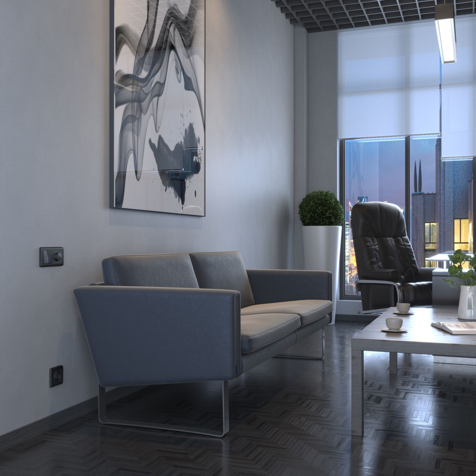 Рамка из поликарбоната на 2 поста Stream графит W0022104