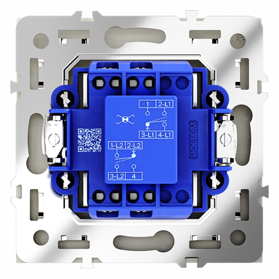 Перекрестный переключатель встраиваемый VOLTUM S70 одноклавишный 10А, (сталь) VLS010505