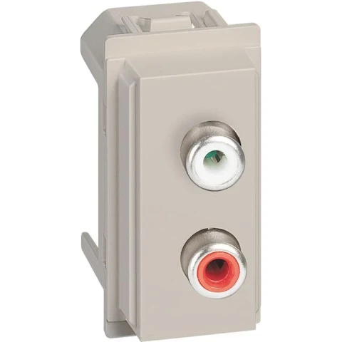 Механизм розетки акустической с разъёмами RCA 1 модуль. Цвет Песочный. Bticino серия Living Now. KM4269R 