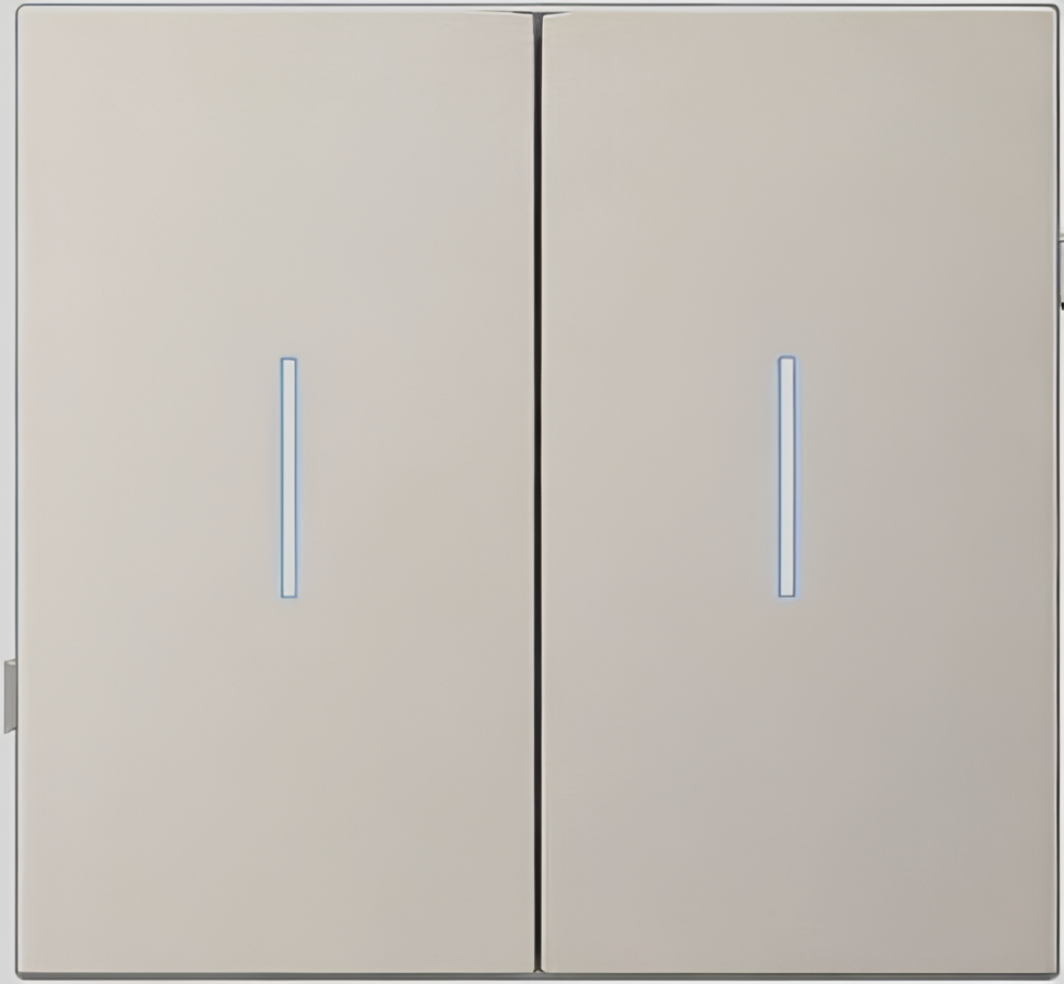 Выключатель двухклавишный проходной с подсветкой LED,  (кашемир) 