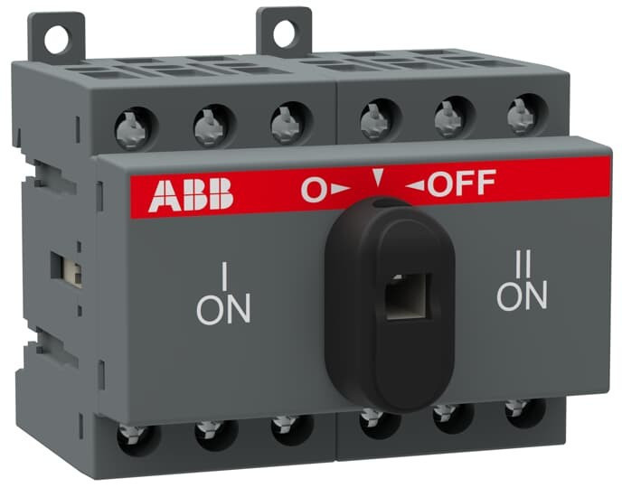 Рубильник реверсивный ABB OT25F3C 25А 3P на DIN-рейку или монтажную плату (с ручкой) 1SCA104863R1001