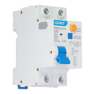 Дифференциальный автомат АВДT CHINT NXBLE-63Y 1P+N 4.5kA х-ка С 25А тип АС 30mA (R) 105544