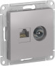 Розетка TV+RJ-45 Systeme Electric Atlas Design алюминий ATN000389