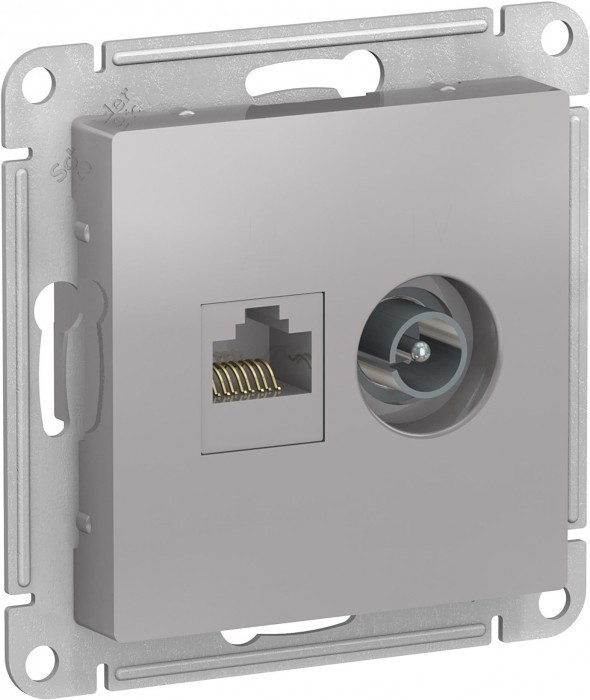 Розетка TV+RJ-45 Systeme Electric Atlas Design алюминий ATN000389