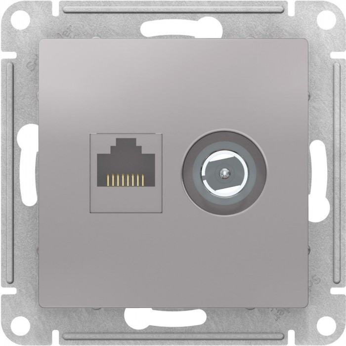 Розетка TV+RJ-45 Systeme Electric Atlas Design алюминий ATN000389