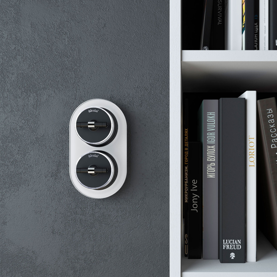 Выключатель на 4 положения двухклавишный Vintage черный матовый/хром W5822051