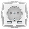 Розетка силовая + USB type - A+A, 5В/2,4А, 2х5В/1,2А Systeme Electric Atlas Design Лотос ATN001330