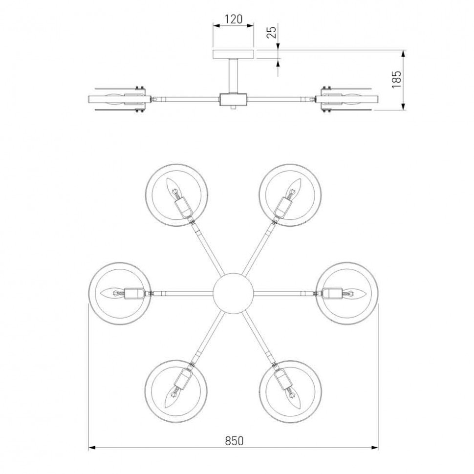 Потолочный светильник Eurosvet Gallo 70121/6 черный Smart a052341