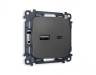 Комплект механизма розетки OMEGA MO911010 Графит мягкое касание 2USB A+C 20W быстрая зарядка QUANT
