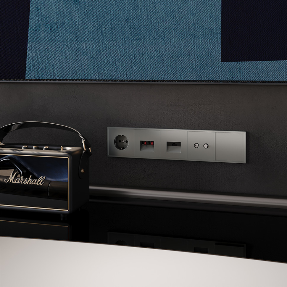 Розетка акустическая встраиваемая VOLTUM S70 4-местная, (титан)