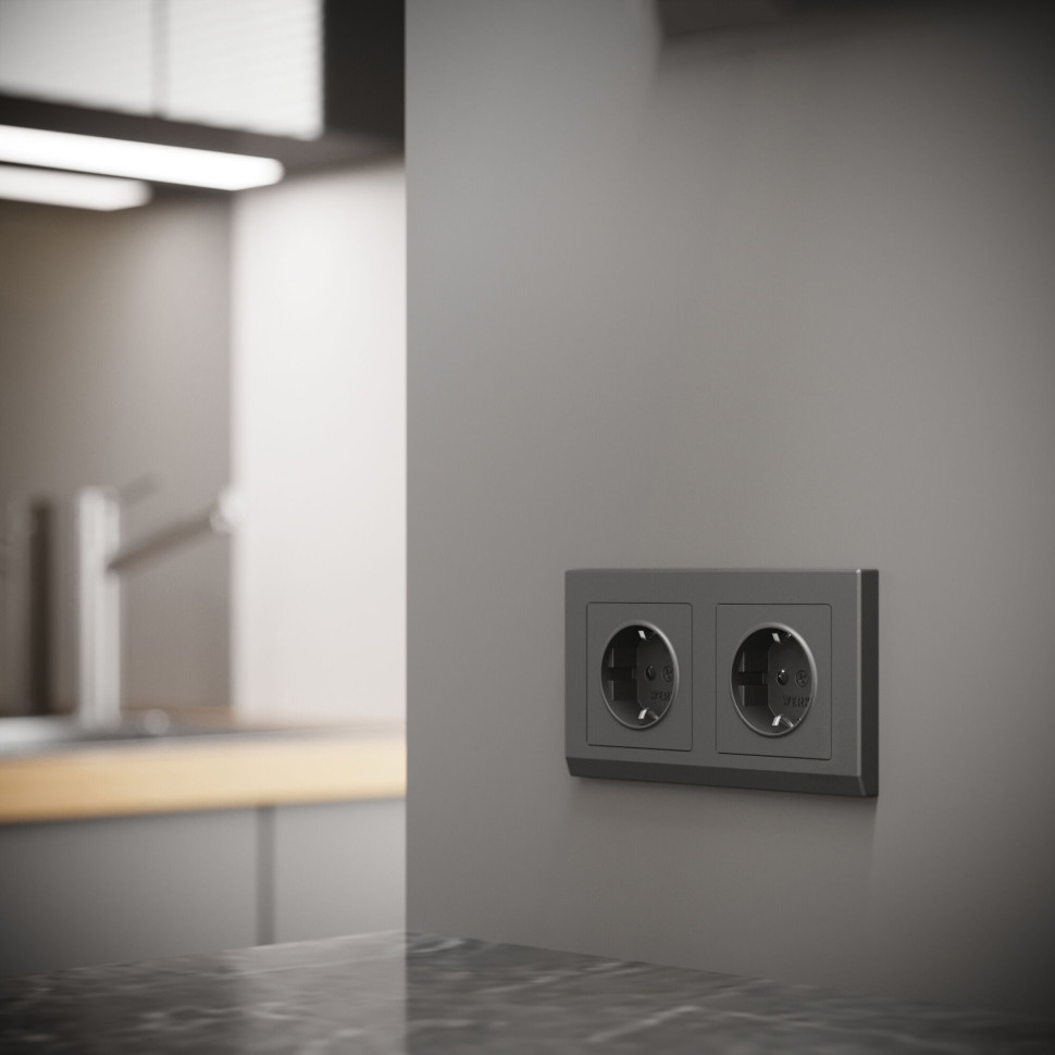 Рамка из поликарбоната на 2 поста Stark графит матовый W0021864