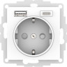 Розетка силовая + USB type - A+C, 5В/2,4А/3,0А, 2х5В/1,5А Systeme Electric Atlas Design Лотос ATN001332