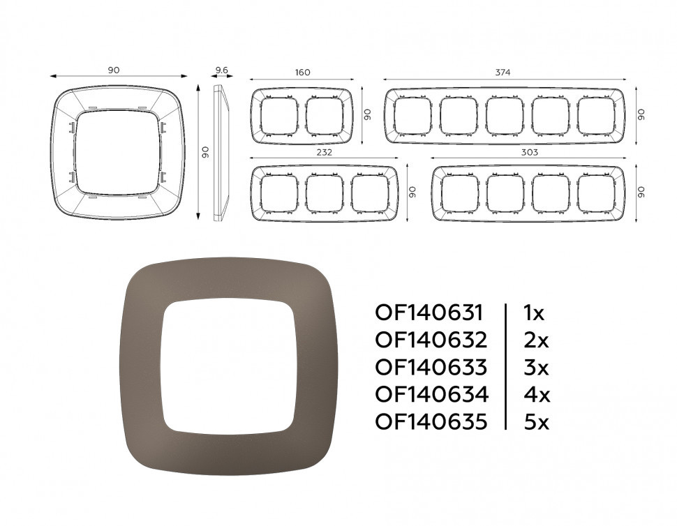 Рамка OMEGA Ecta (Темная бронза матовый) 4-ая OF140634