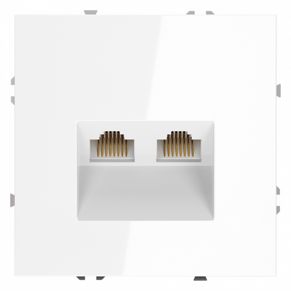 Розетка компьютерная встраиваемая VOLTUM S70 двойная RJ45+RJ45 кат.6, (белый глянцевый) VLS060201