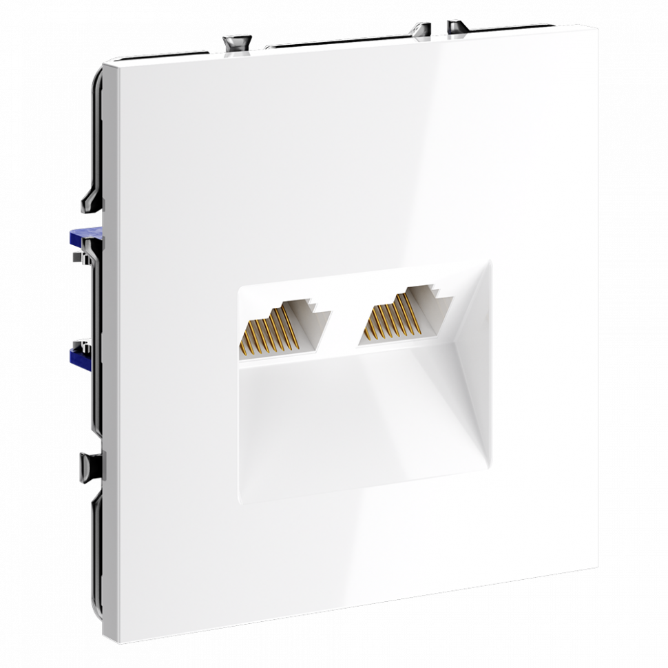 Розетка компьютерная встраиваемая VOLTUM S70 двойная RJ45+RJ45 кат.6, (белый глянцевый) VLS060201