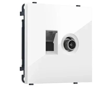 MS112510 Комплект механизма розетки компьютерной + TV оконечной SIGMA Белый глянец RJ-45 (8P8C) CAT6/50-870MHz 1dB с/ш QUANT PRO (SP1125, PR195)