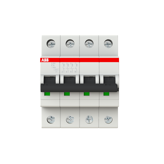 Автоматический выключатель ABB S204-C6 4P 6kA 6А 