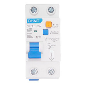 Дифференциальный автомат АВДT CHINT NXBLE-63Y 1P+N 4.5kA х-ка С 40А тип АС 30mA (R) 105546