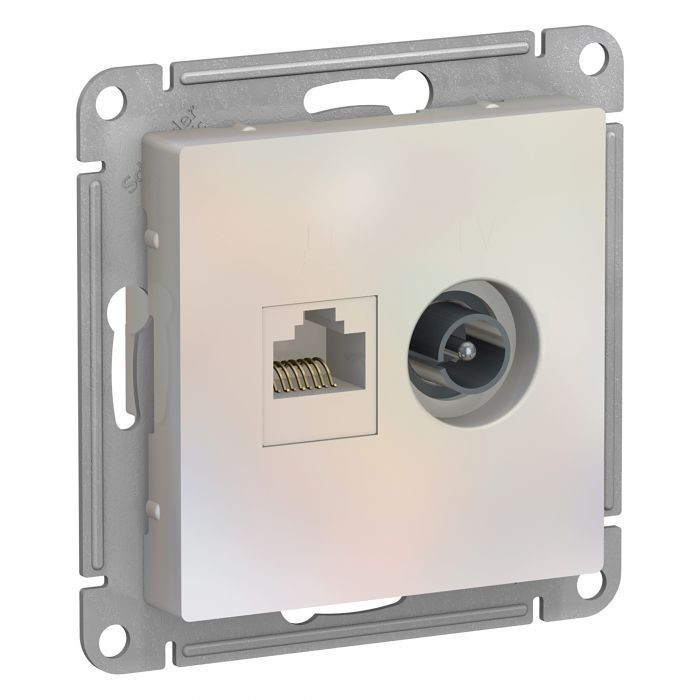 Розетка TV+RJ-45 Systeme Electric Atlas Design жемчуг ATN000489