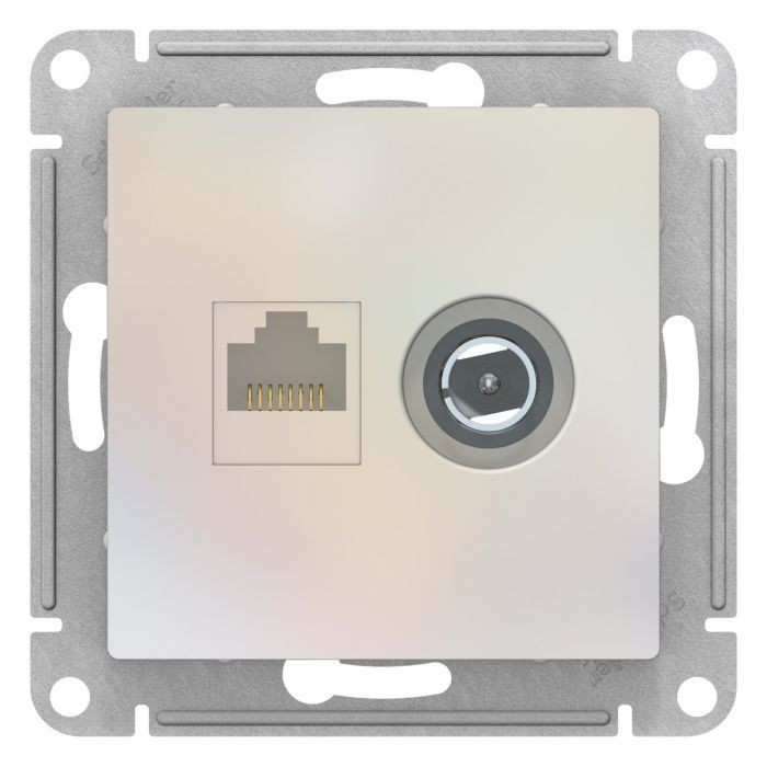 Розетка TV+RJ-45 Systeme Electric Atlas Design жемчуг ATN000489