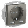 Розетка силовая+USB Schneider Electric Atlas Design сталь ATN000930